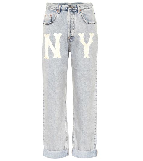 gucci ny yankee blue straight leg|Gucci NY Yankees™ Straight Leg Jeans .